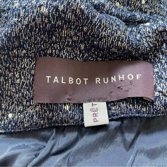 Talbot Runhof Mermaid Royal Navy Glitter Sequin Off The Shoulder Metallic Gown 8 - Picture 8 of 12